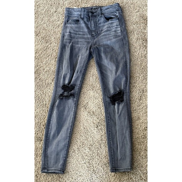 American Eagle Gray Jeans Distressed Women’s Size 2 Extra Short - Picture 1 of 11